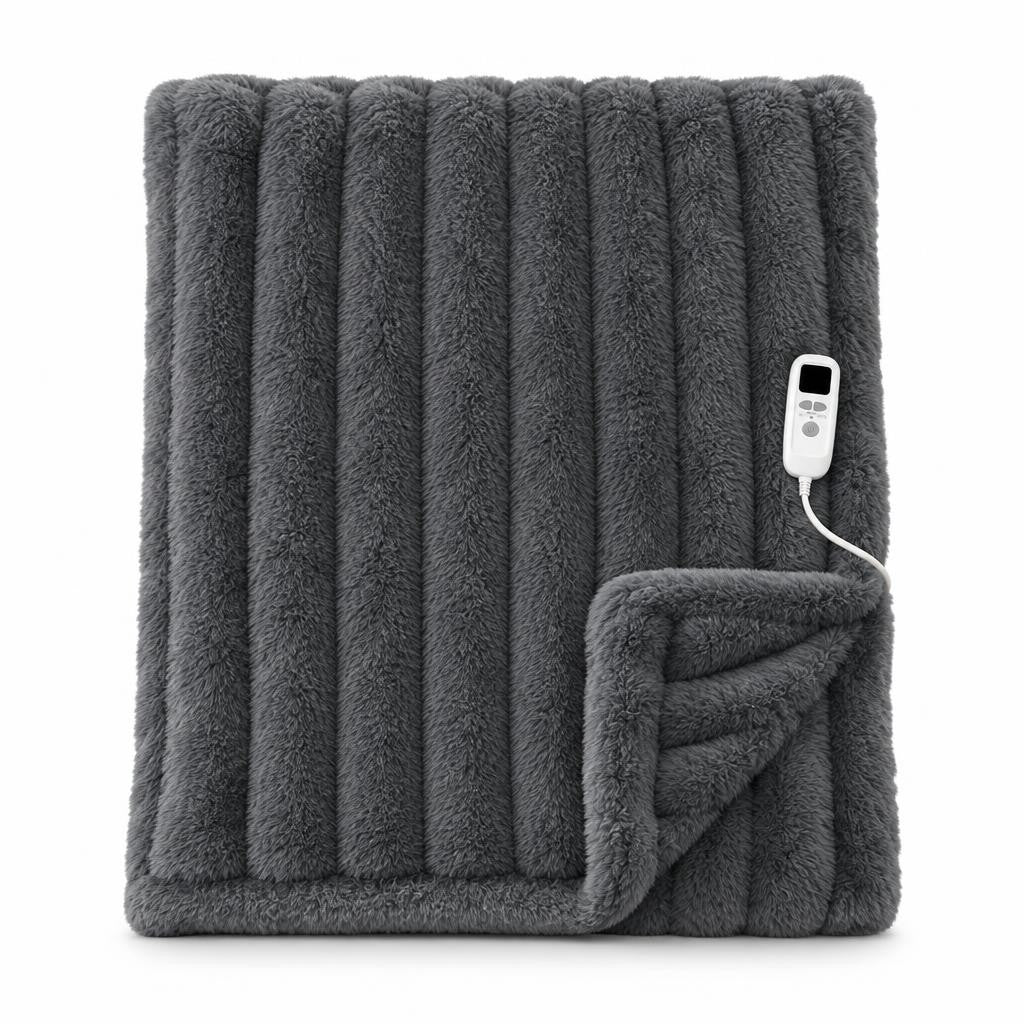 Plaid chauffant USB fausse fourrure de lapin