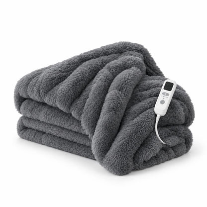 Plaid chauffant USB fausse fourrure de lapin
