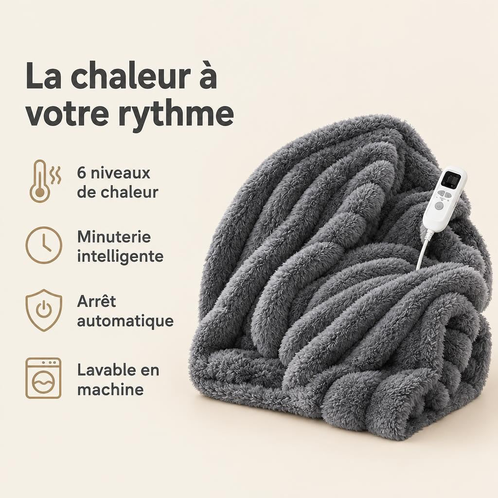 Plaid chauffant USB fausse fourrure de lapin
